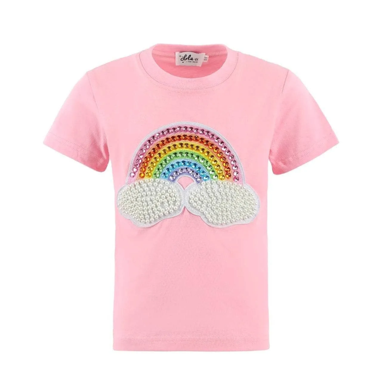 Lola and The Boys Rainbow Pearl Patch Tee - Pink