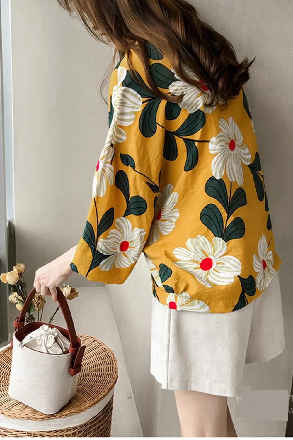 Loose Flowers Pattern Blouse Shirt