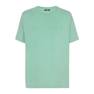 LOOSE T-SHIRT WITH VINTAGE BALMAIN EMBROIDERY GREEN