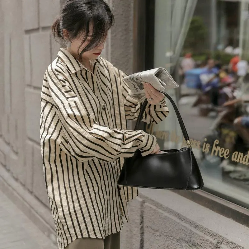 Loose Vintage Striped Blouse Shirt