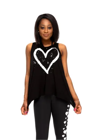 Love Big Open Back Tank Black