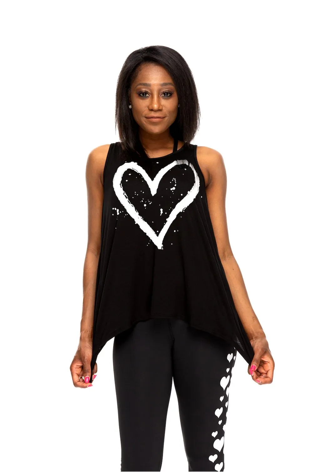 Love Big Open Back Tank Black