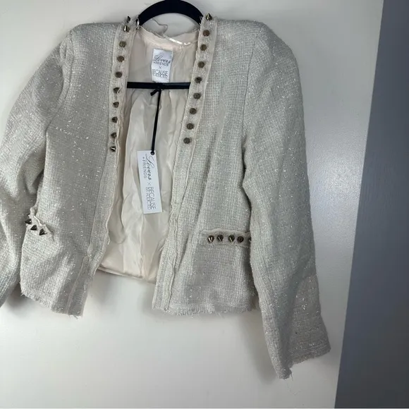 Lovers   Friends Because Im Addicted en Vogue Cream Metallic Tweed Blazer NWT S