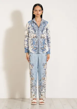 Luna button down blue shirt and pants
