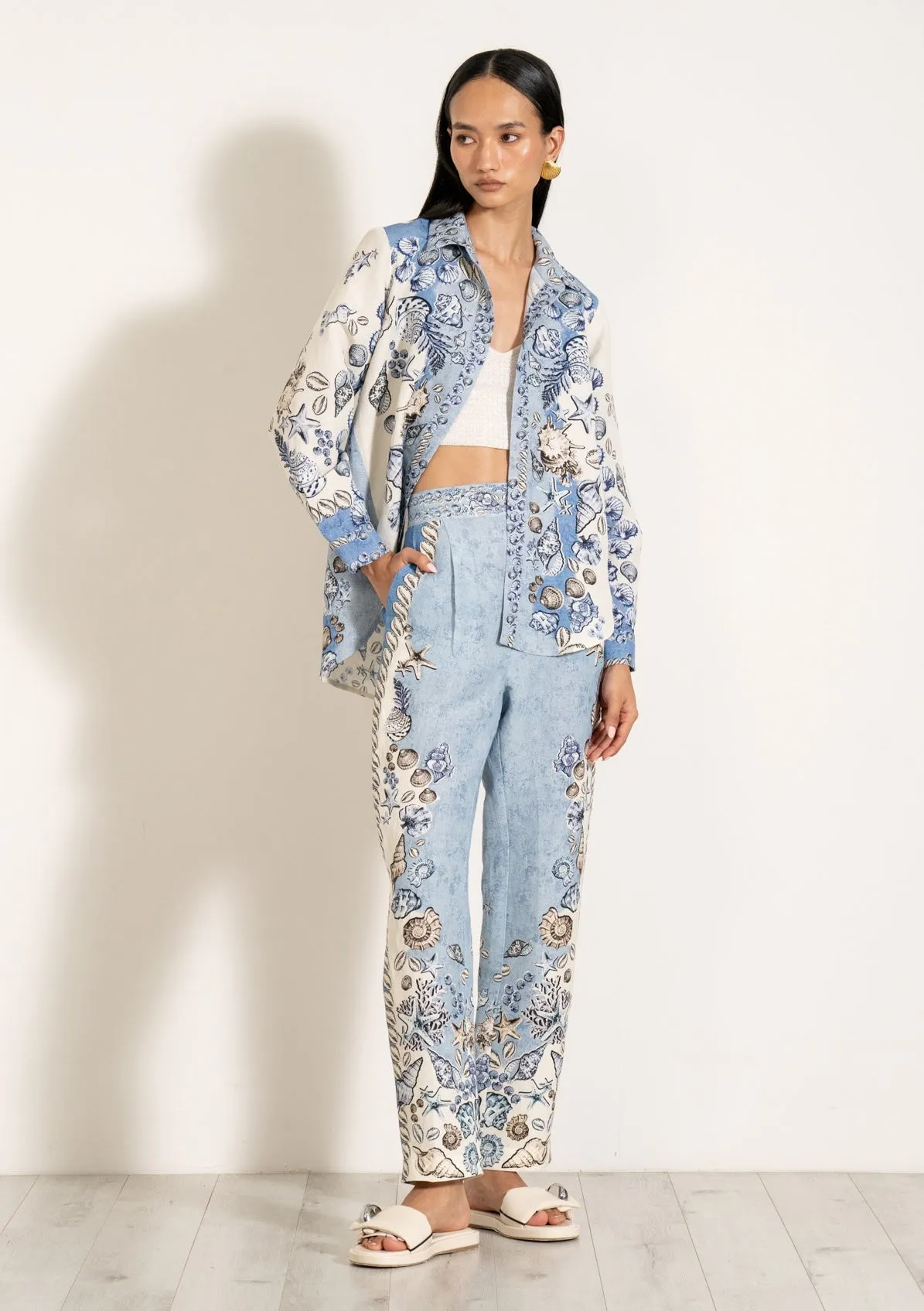 Luna button down blue shirt and pants