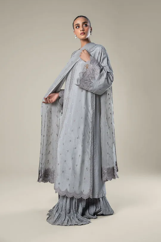 Maria.B | 2 Pc Embroidered Raw Silk Suit '24 | MB-WF24-10