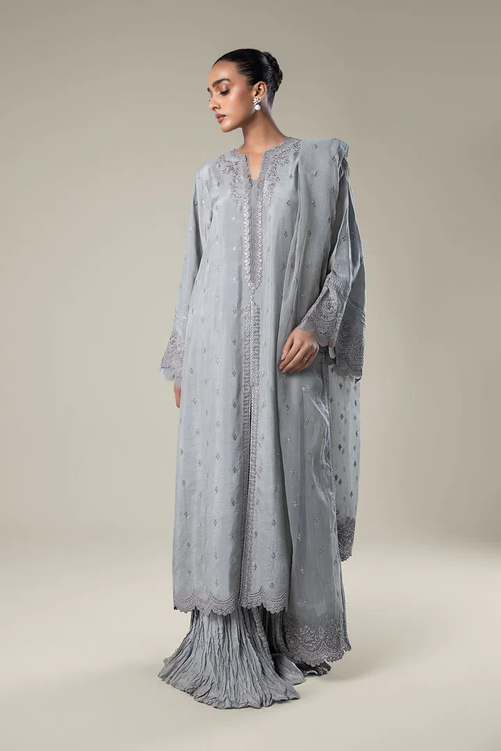 Maria.B | 2 Pc Embroidered Raw Silk Suit '24 | MB-WF24-10