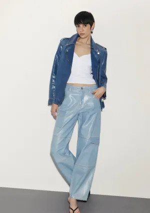 Marilla Bleached Wet Finish Denim  Jean Pants