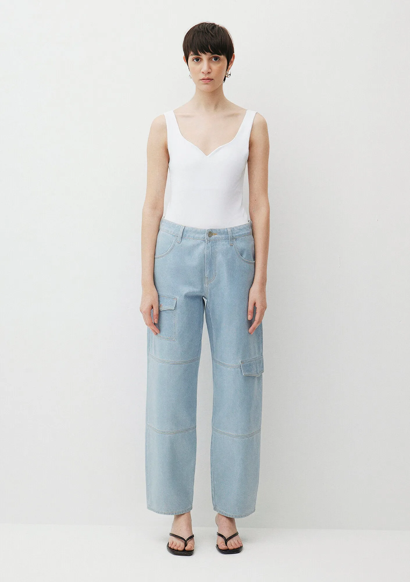 Marilla Bleached Wet Finish Denim  Jean Pants