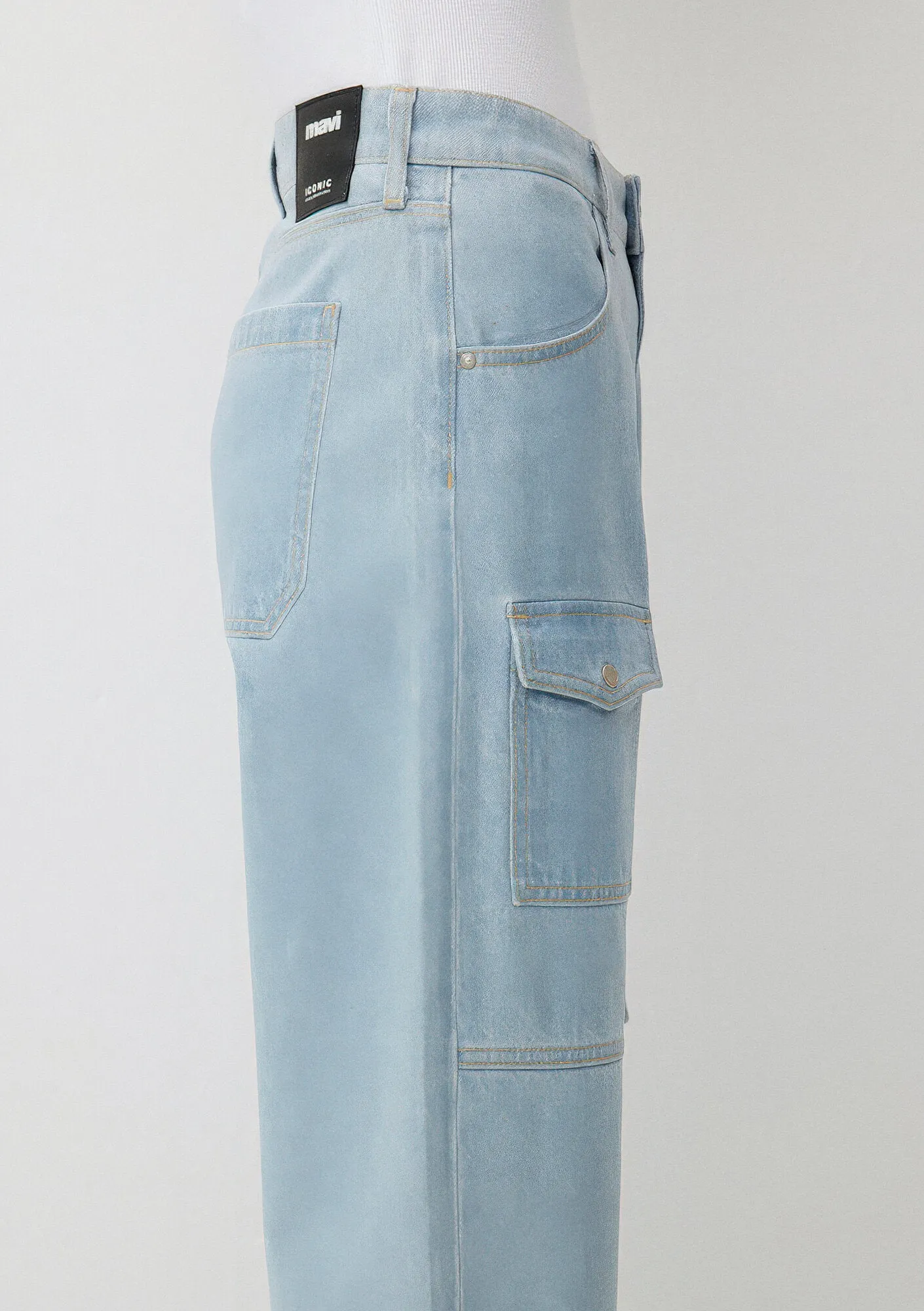 Marilla Bleached Wet Finish Denim  Jean Pants