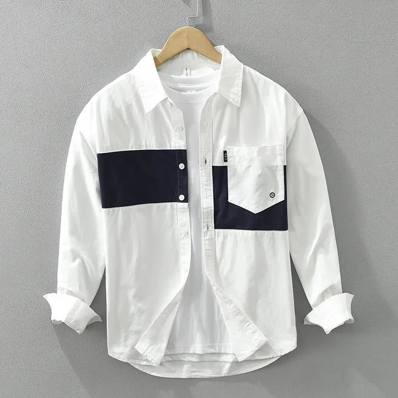 Matteo – Stylish Patchwork Long Sleeve Polo for Men