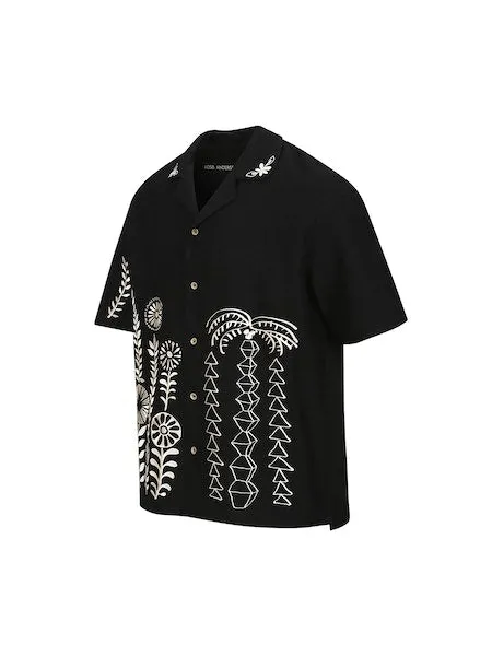 May Embroidery Open Collar Shirt | Black