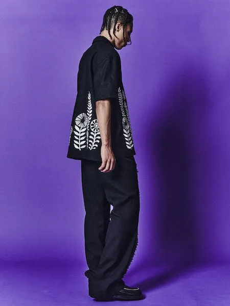 May Embroidery Open Collar Shirt | Black