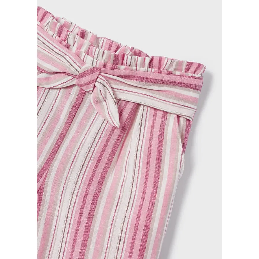 Mayoral Hibiscus Stripe Printed Linen Pants