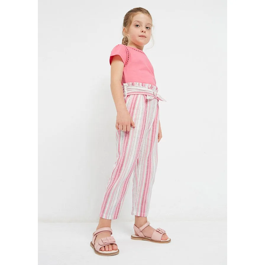 Mayoral Hibiscus Stripe Printed Linen Pants