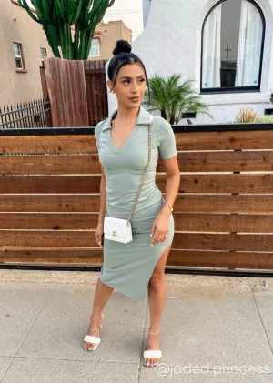 Meadow Polo Midi Dress - Sage