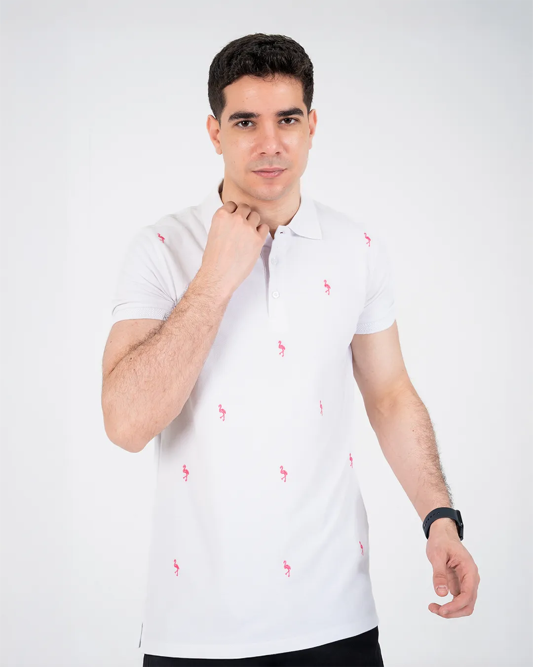 Men Half-Sleeves Polo T-shirt Embroidered