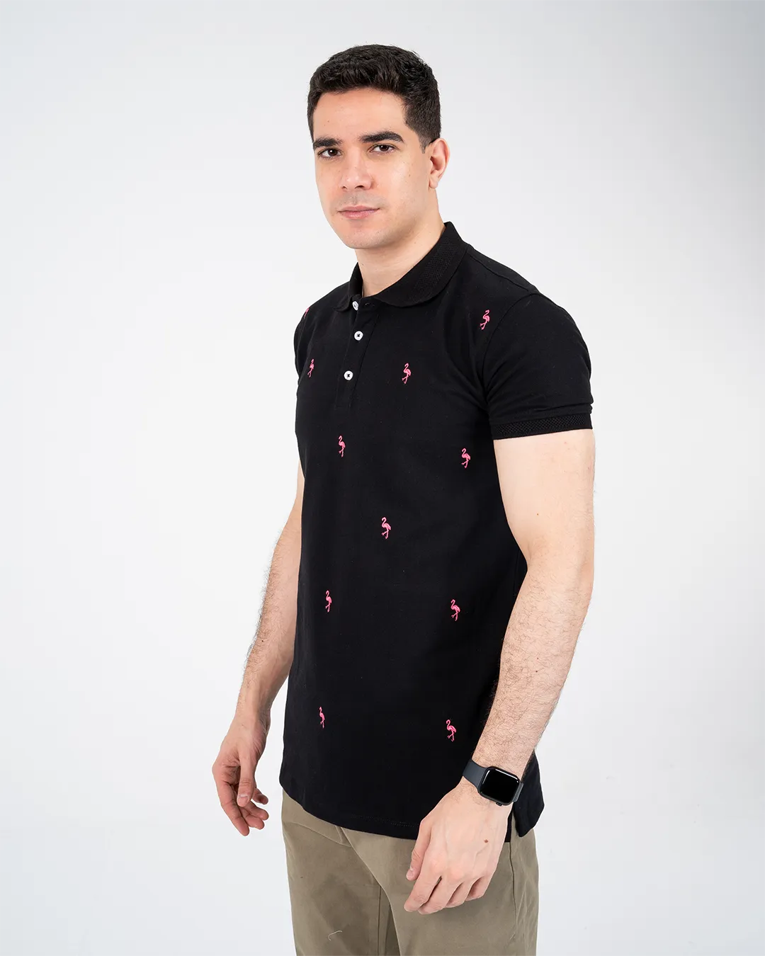 Men Half-Sleeves Polo T-shirt Embroidered