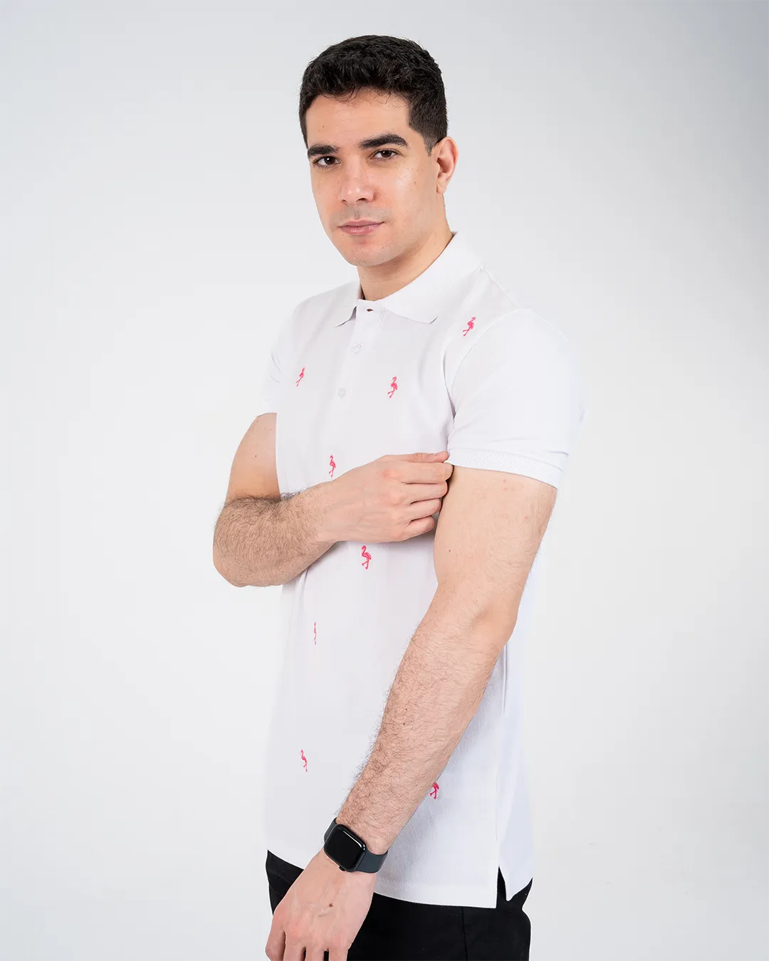 Men Half-Sleeves Polo T-shirt Embroidered