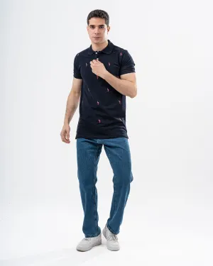 Men Half-Sleeves Polo T-shirt Embroidered