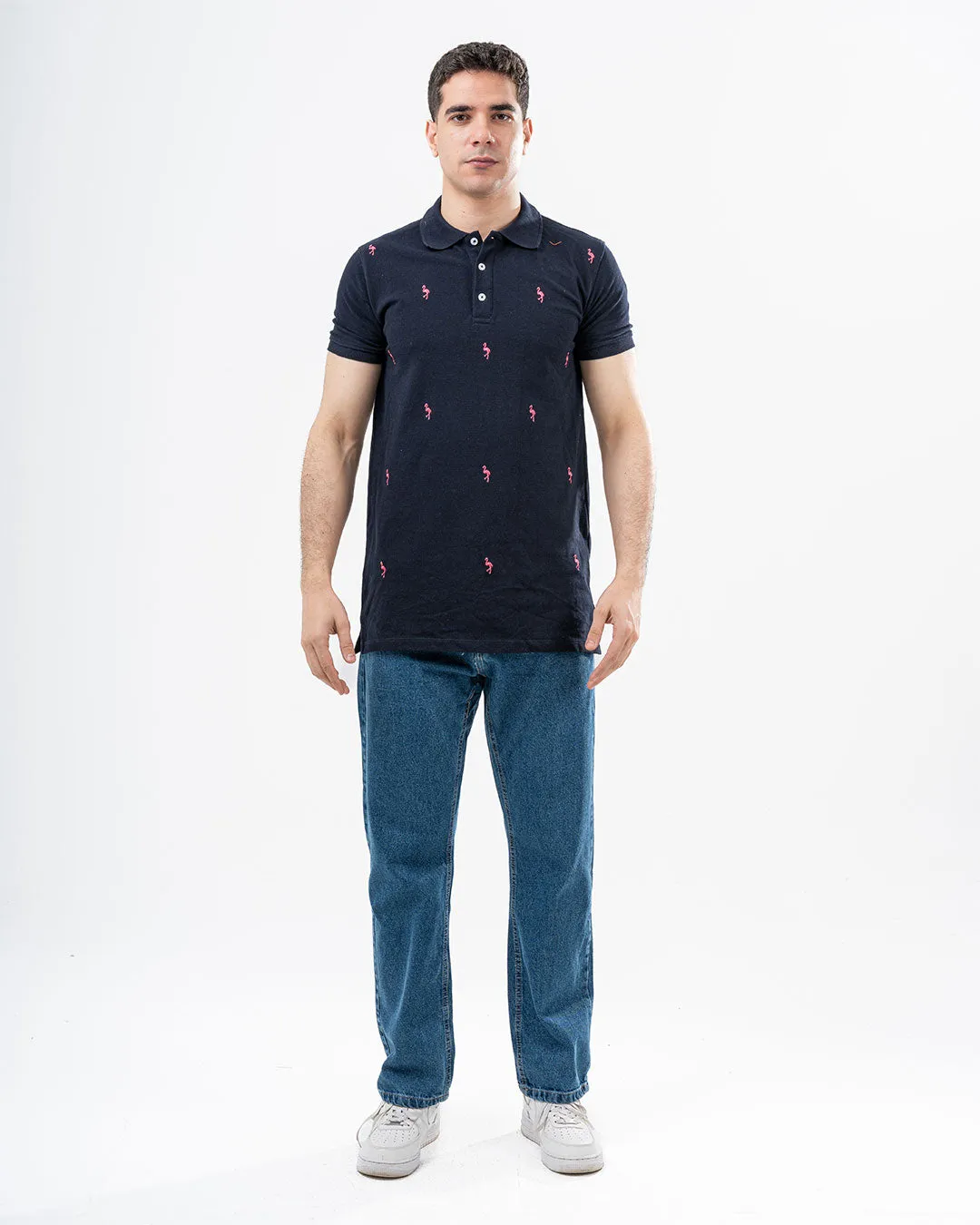 Men Half-Sleeves Polo T-shirt Embroidered