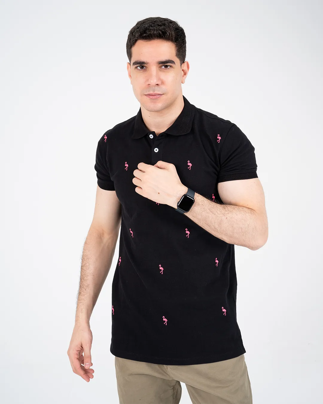 Men Half-Sleeves Polo T-shirt Embroidered