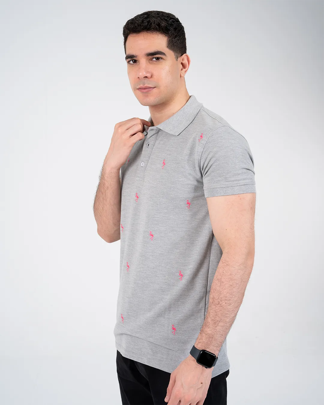 Men Half-Sleeves Polo T-shirt Embroidered