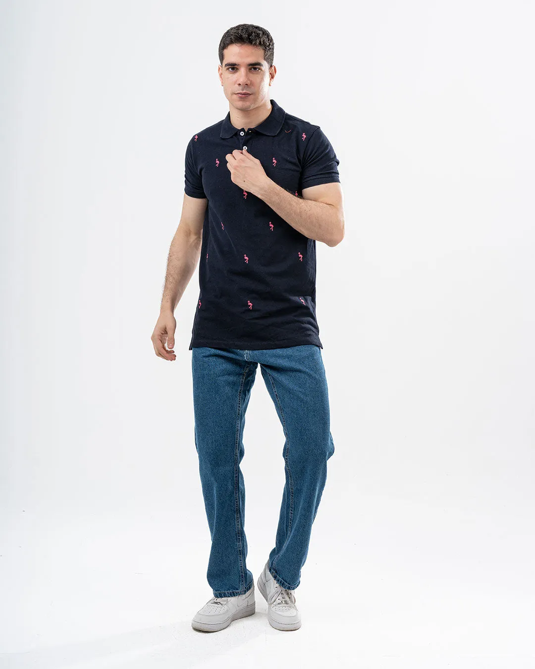 Men Half-Sleeves Polo T-shirt Embroidered