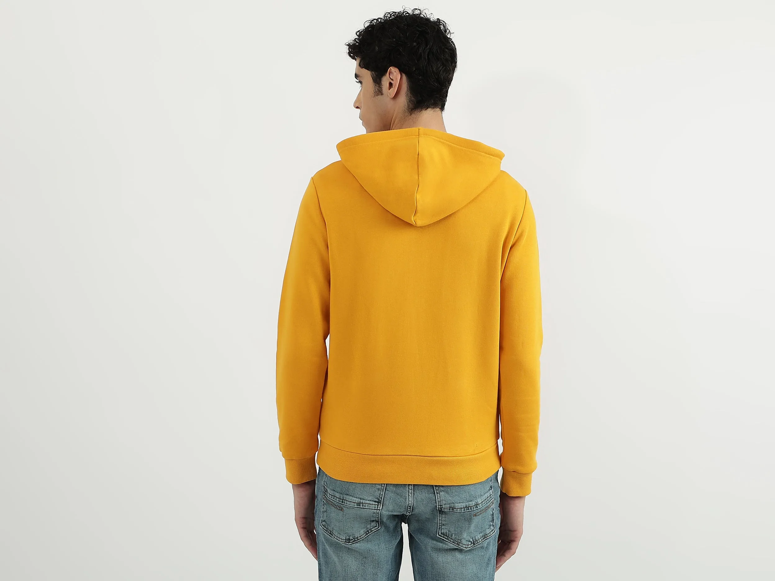 Men Solid Hooded Neck Sweatshirt