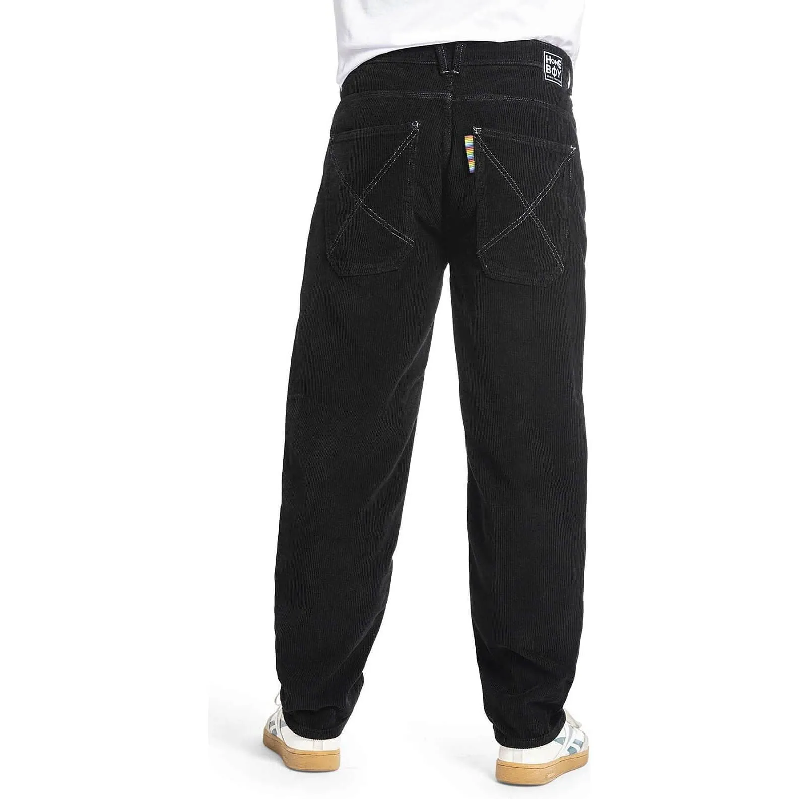 Menčestrové nohavice Homeboy X-tra BAGGY Cord pants BLACK čierne