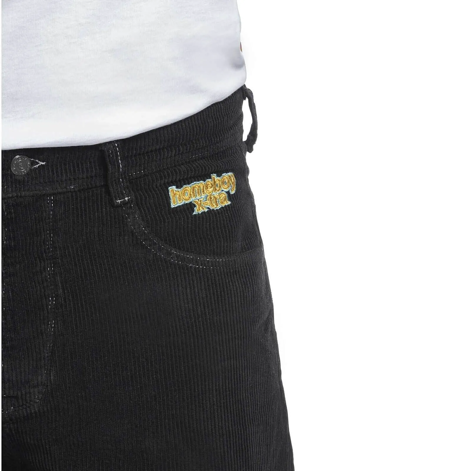 Menčestrové nohavice Homeboy X-tra BAGGY Cord pants BLACK čierne