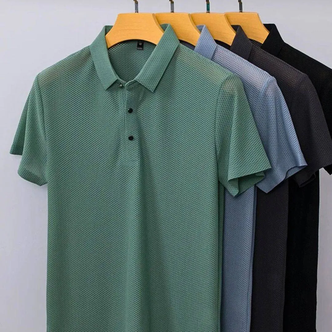 Men’s Breathable Knitted Air Flow Polo Shirt