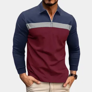 Men’s Classic Stripe Long Sleeve Polo Shirt