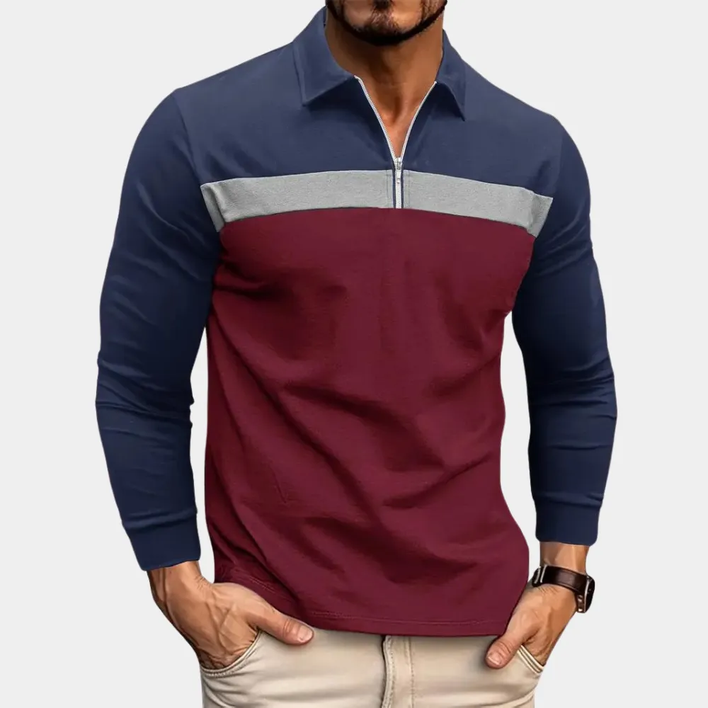 Men’s Classic Stripe Long Sleeve Polo Shirt