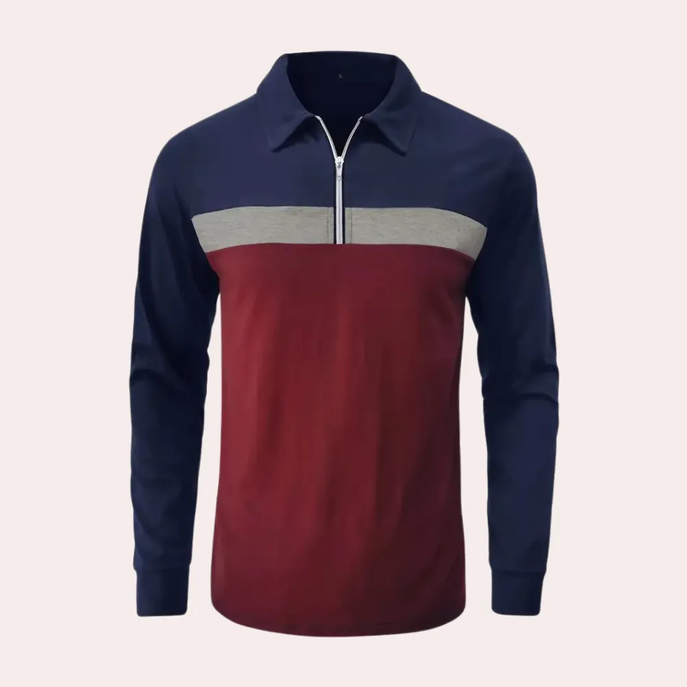 Men’s Classic Stripe Long Sleeve Polo Shirt