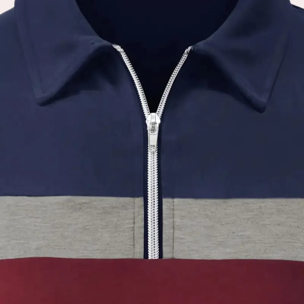 Men’s Classic Stripe Long Sleeve Polo Shirt