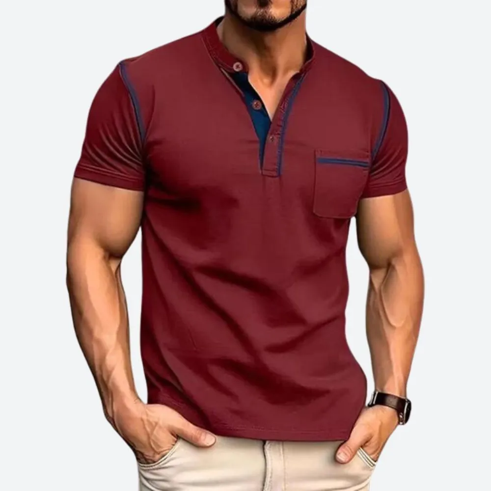 Men's Comfortable Henley Shirt with Pocket