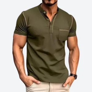 Men's Comfortable Henley Shirt with Pocket