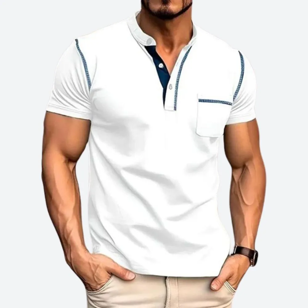 Men's Comfortable Henley Shirt with Pocket