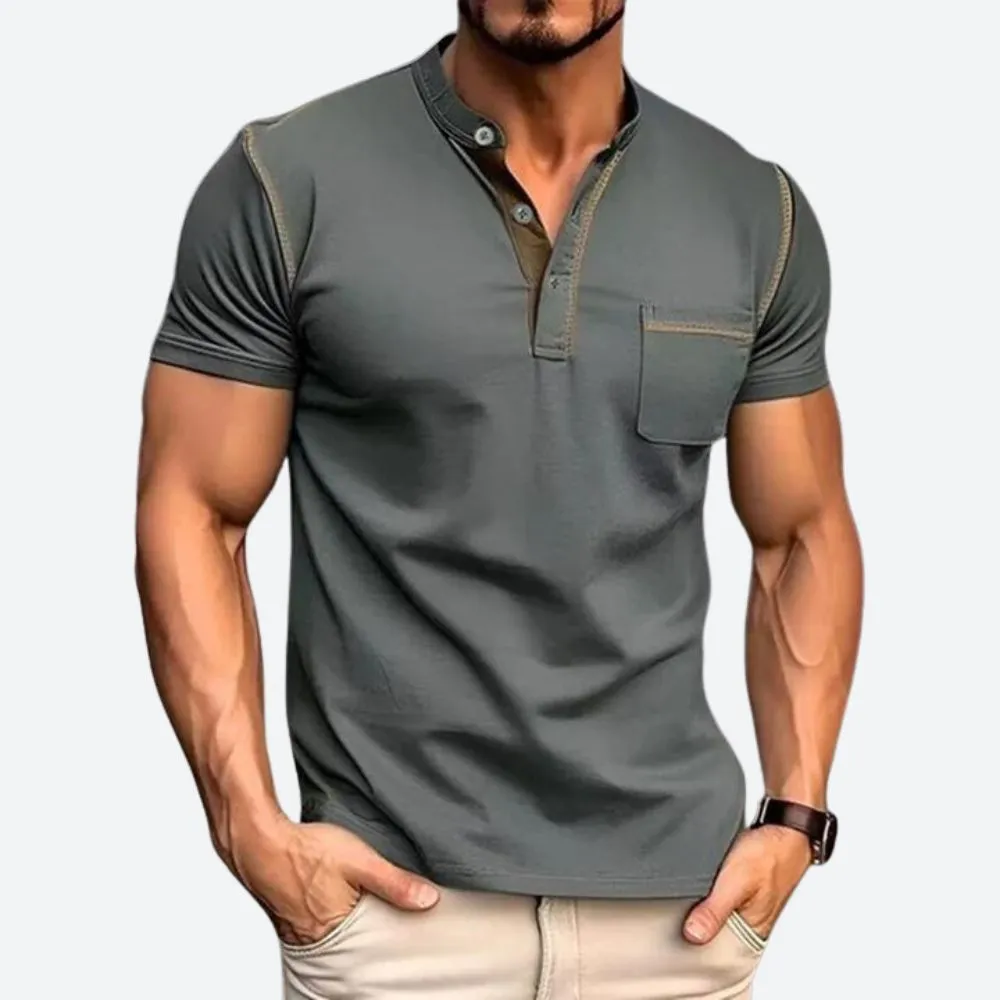 Men's Comfortable Henley Shirt with Pocket