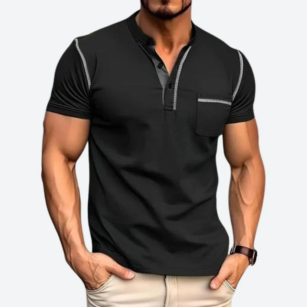 Men's Comfortable Henley Shirt with Pocket