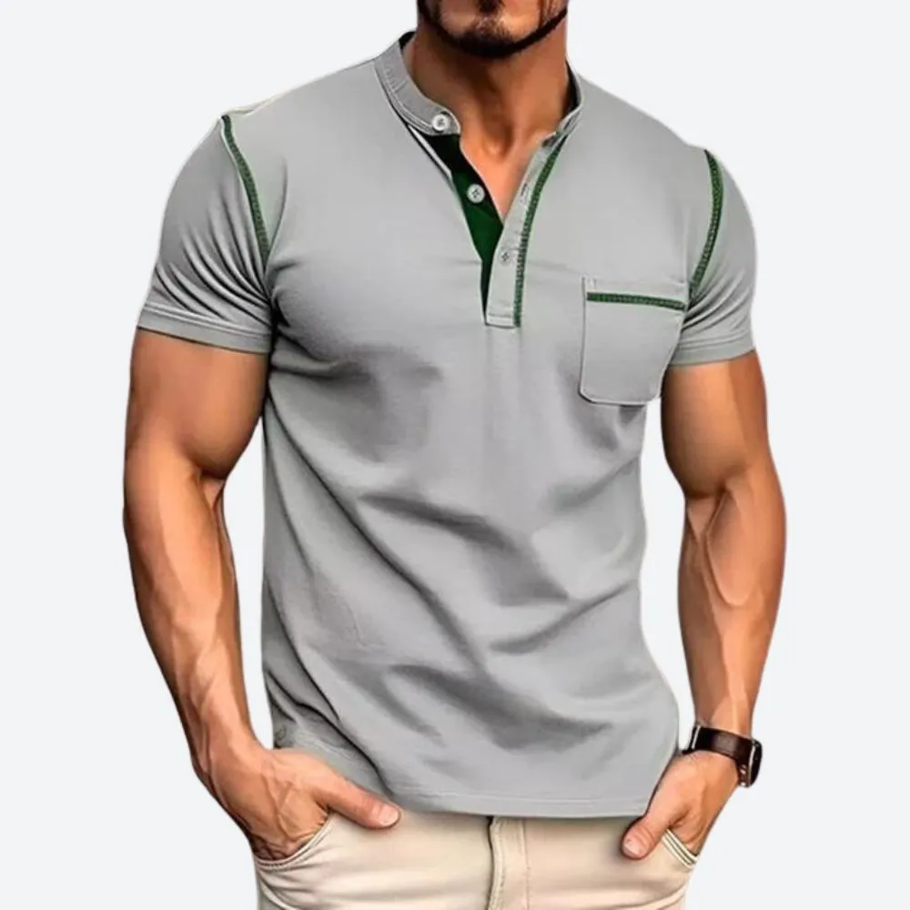 Men's Comfortable Henley Shirt with Pocket