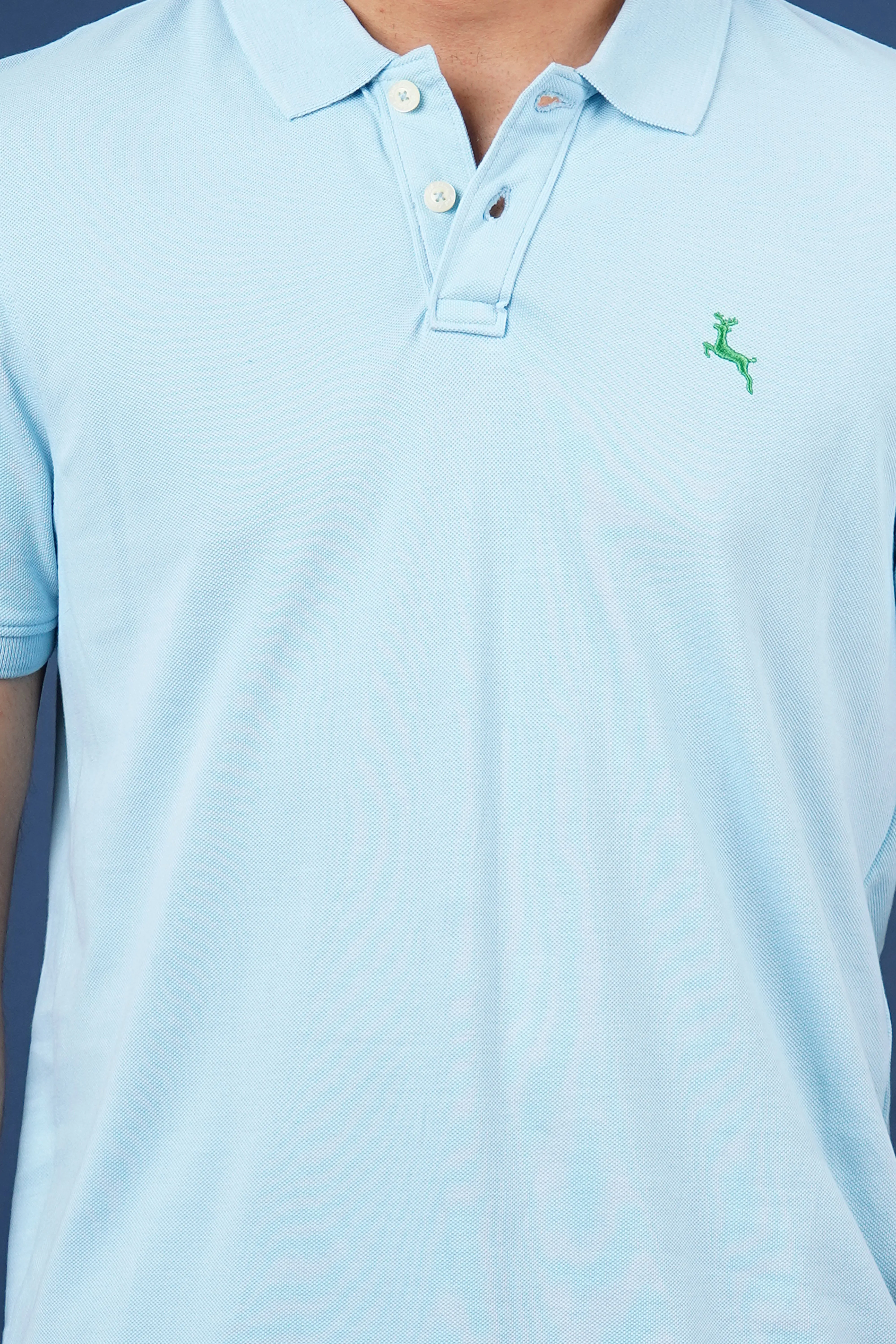 Men's Light Blue pique polo t-shirt with embroidred logo