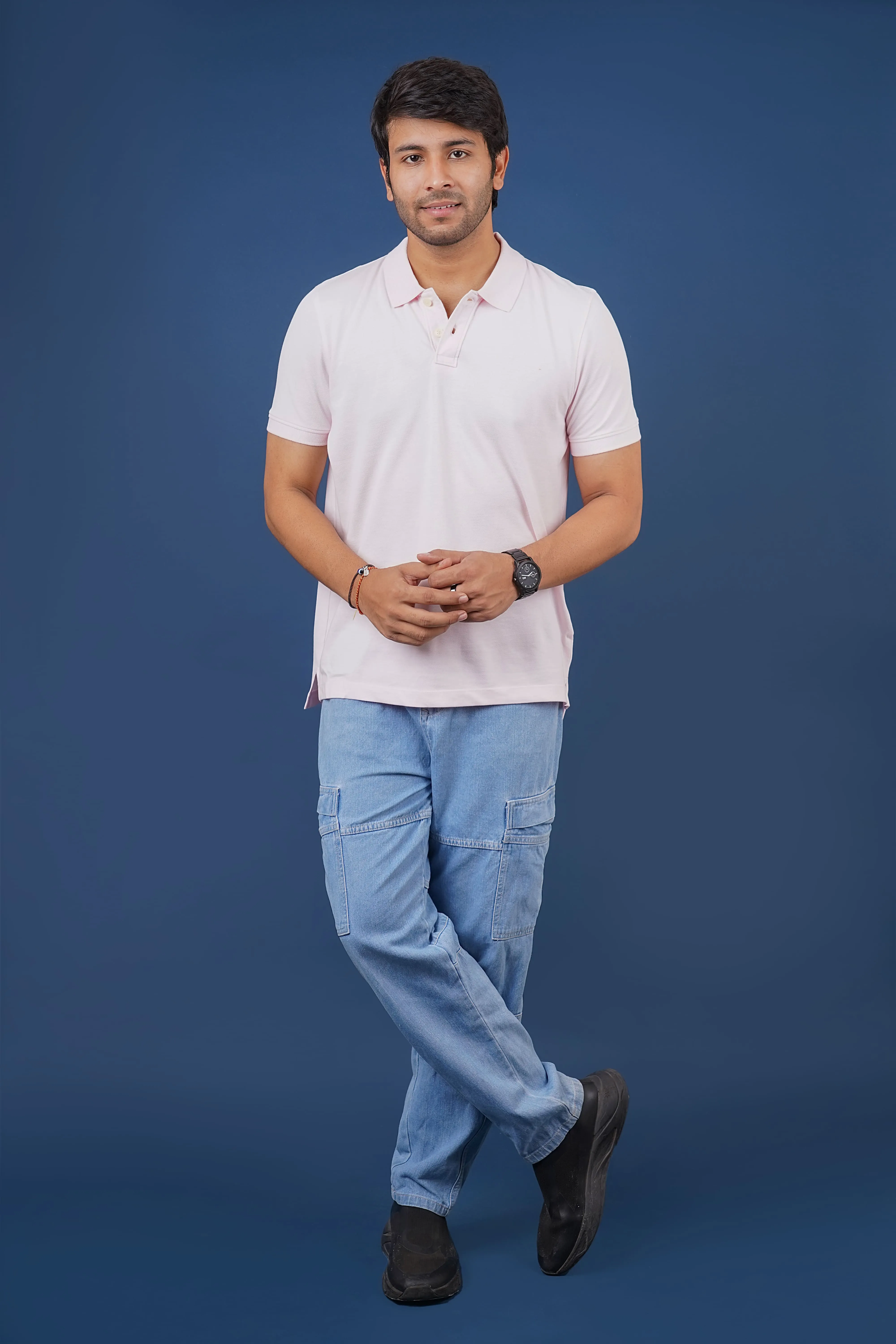 Men's Light Pink core pique polo t-shirt