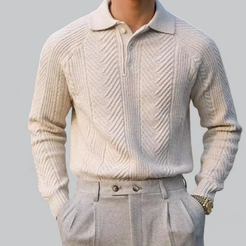 Men's Long Sleeve Polo Shirt | Button-Down Collar, Soft Cotton Fabric, Classic Fit