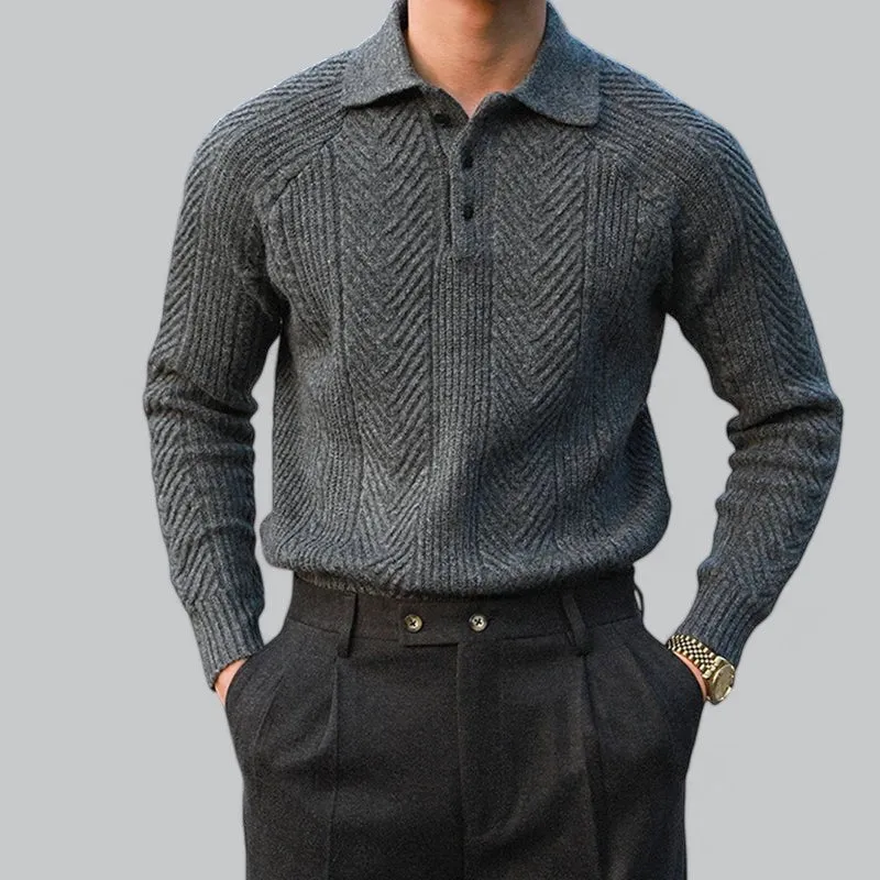 Men's Long Sleeve Polo Shirt | Button-Down Collar, Soft Cotton Fabric, Classic Fit