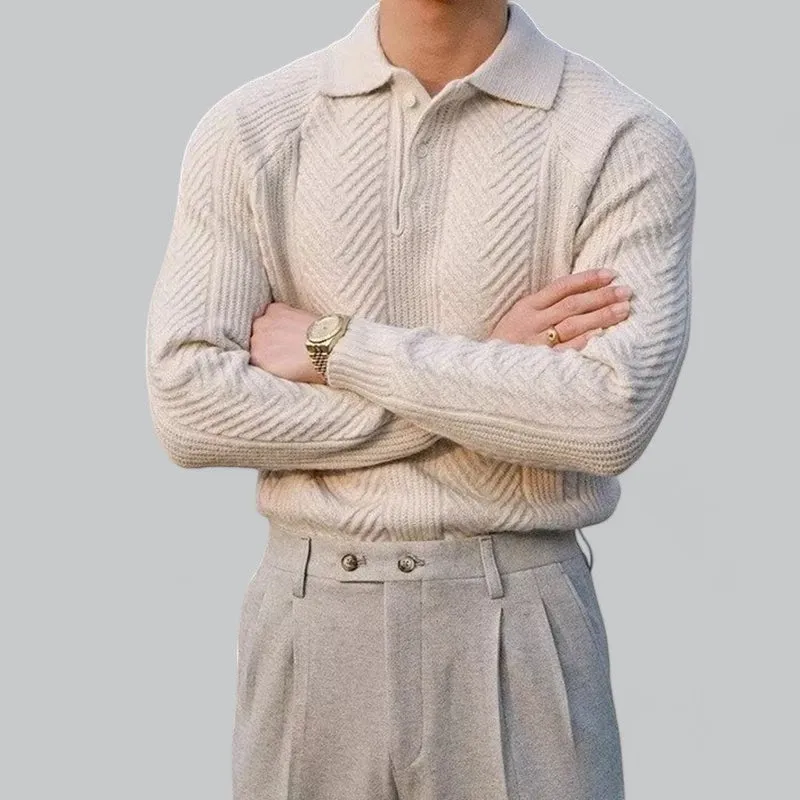 Men's Long Sleeve Polo Shirt | Button-Down Collar, Soft Cotton Fabric, Classic Fit