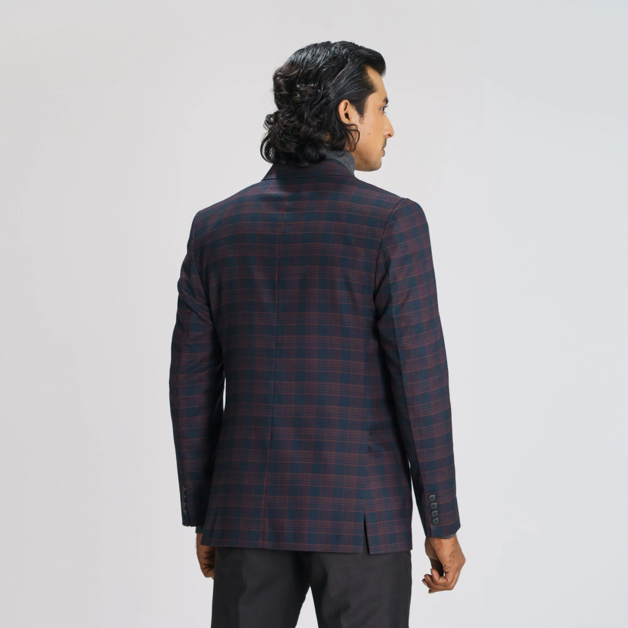 Mens Navy Check Blazer