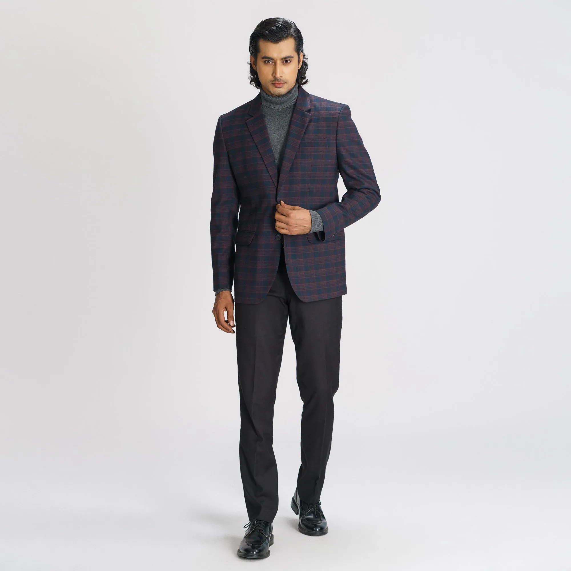 Mens Navy Check Blazer
