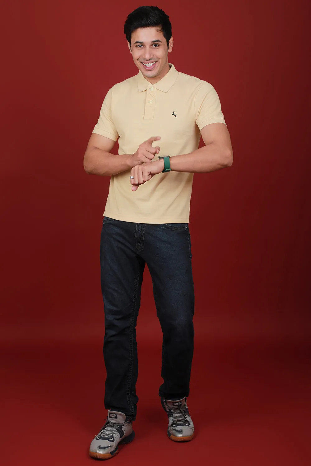 Men's Sandal Core Pique Polo T-shirt with Logo Embroidery